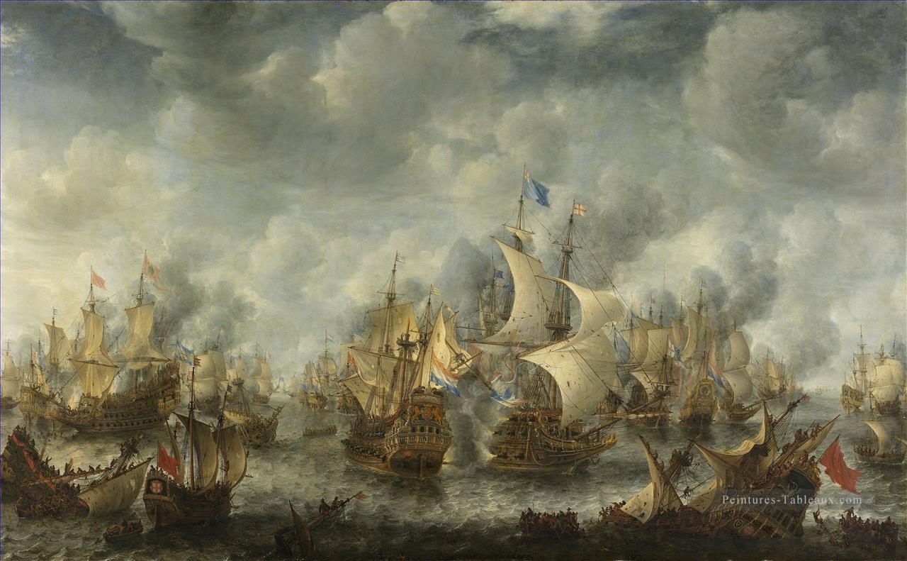 Bataille de Scheveningen Slag à Ter Heijde Jan Abrahamsz Beerstraten Sea Warfare Peintures à l'huile